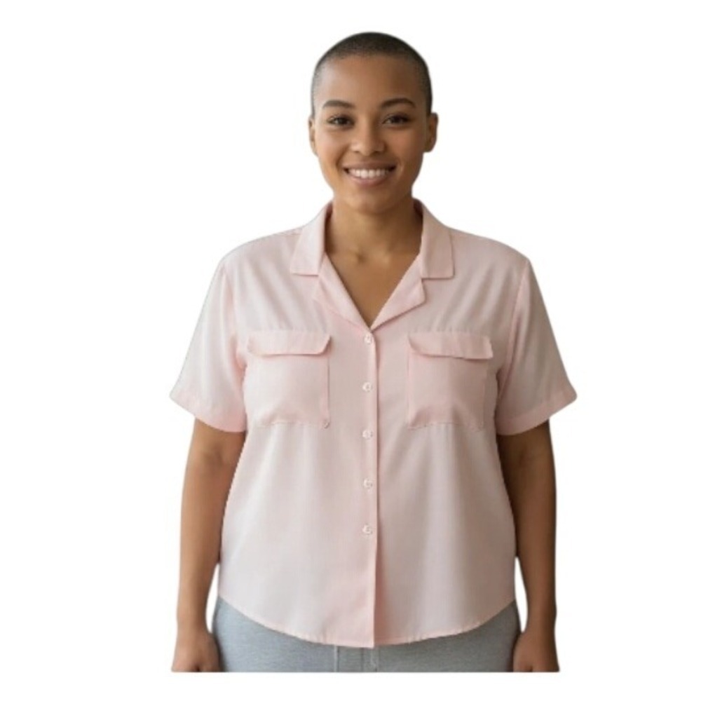 Jones New York Pink Blouse Womens‎ 24W Plus Size Short Sleeve Button Down